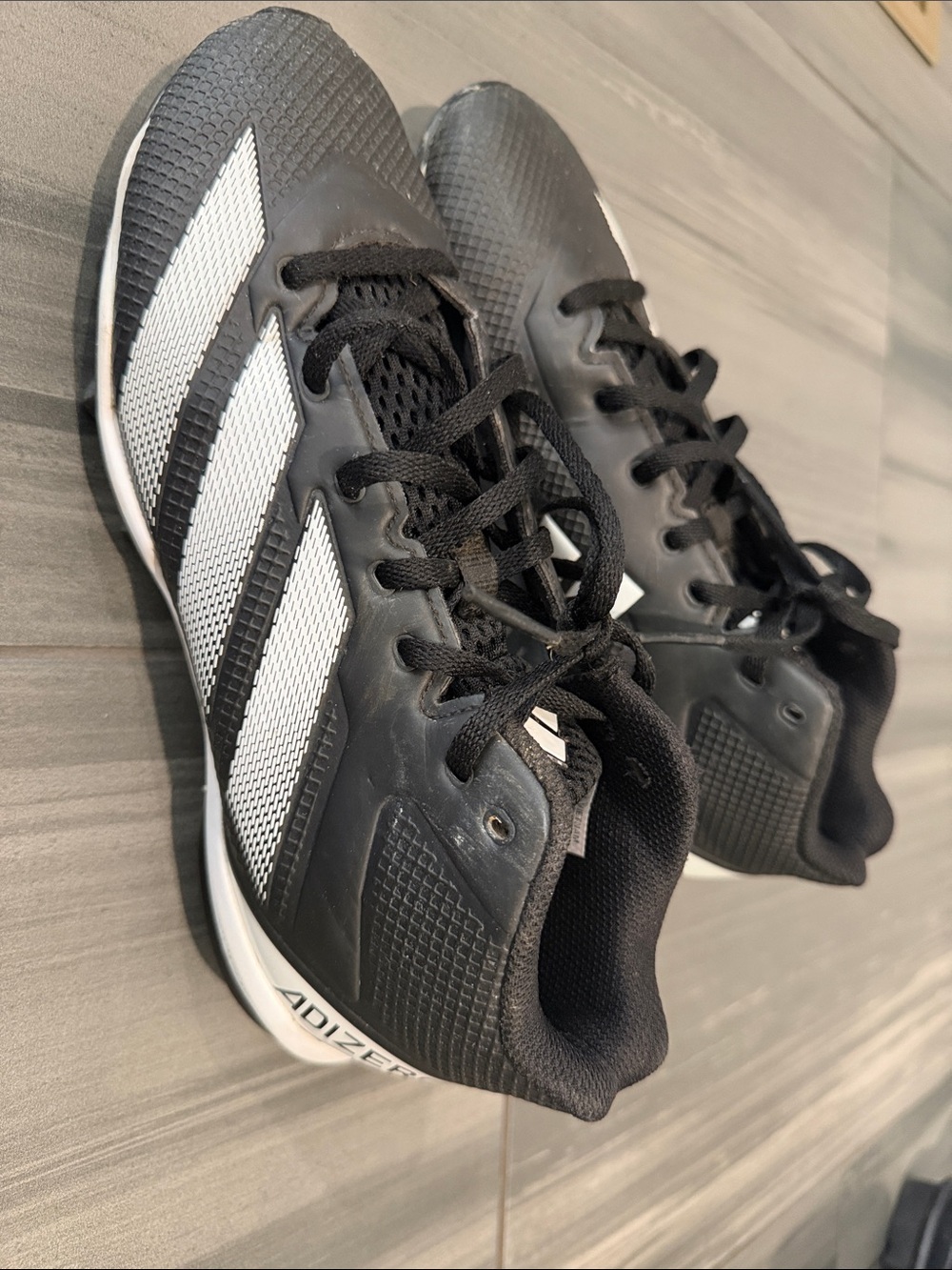 adidas Black and White Athletic football Cleats - Adizero